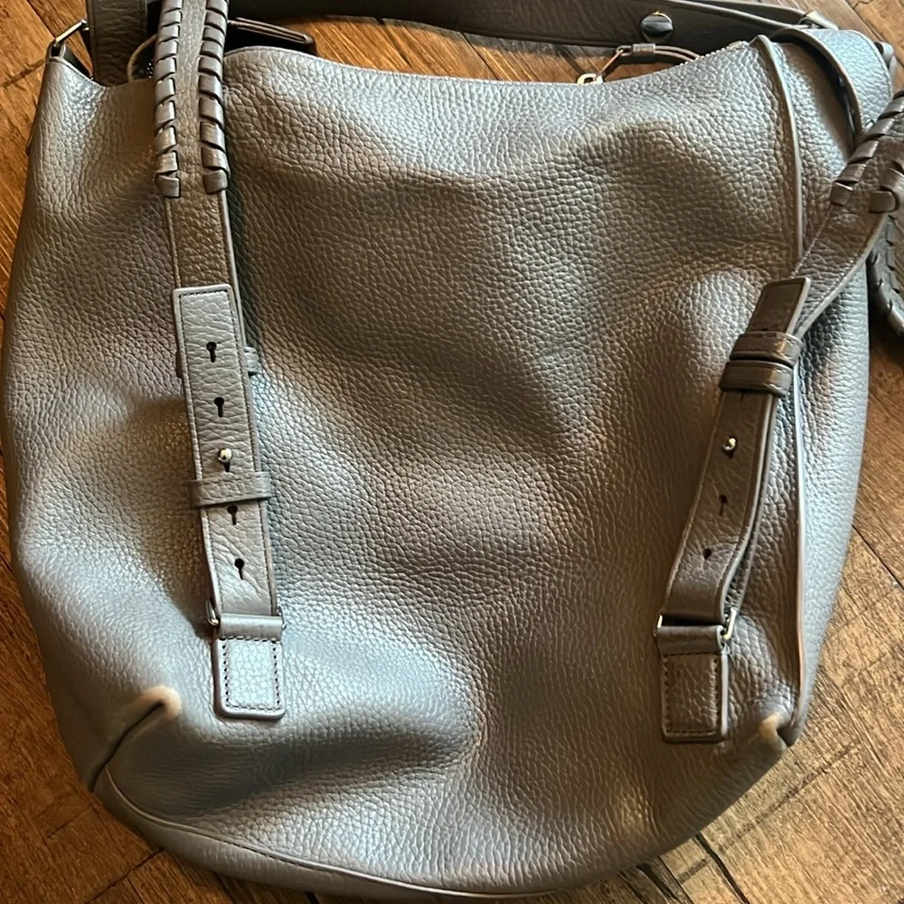 All Saints Small Kita Convertible Grey Braided-Detail Leather Backpack